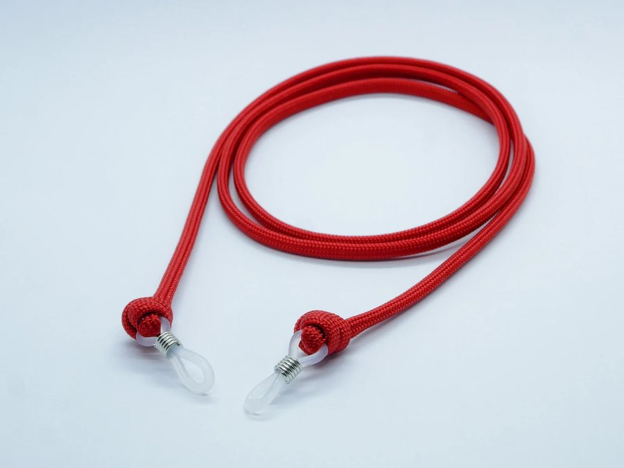 Red adjustable paracord sunglasses strap with rubber connectors